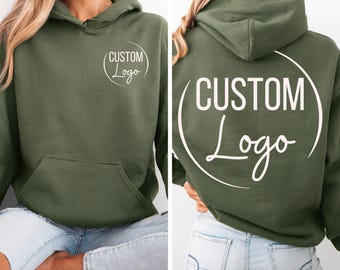 Customized Logo Hoodie, Your Business Logo or Brand Logo, Custom Logo Sweatshirt, Front and Back Logo Hoodie, Team Logo Company Sweatshirt