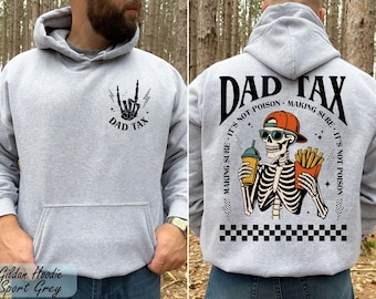 Dad Tax Hoodie, Checkered Skeleton Hand Hoodie, Humorous Hoodie for Dad, Funny Gift for Dad, Grandpa Hoodie, Dad Tax Food PulloverFunny