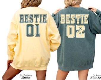 Personalized Best Friends Sweatshirt, Matching Bestie Long Sleeve Tee, Bestie 01 Bestie 02 Sweater, Besties Sweatshirt, Custom Bestie Shirt