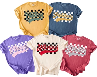 Customized Mascot Checkerboard Shirt, Game Day School Spirit Shirt, Football Cheer Mom Shirt, Personalized Team Shirt, Mascot Team T-Shirt