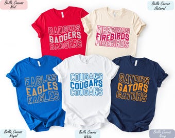 Comfort Colors® Custom School Mascot T-Shirt, School Team Name Shirts, Team Mascot Tee, Personalized Sports Tee, Sports Team Logo T-Shirt