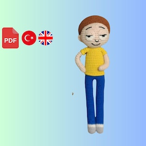 Amigurumi Pattern - Printable PDF Tutorial Türkçe & English, Crochet Gift, Morty Smith, Amigurumi Pattern, Cute Toys - 100% Cotton