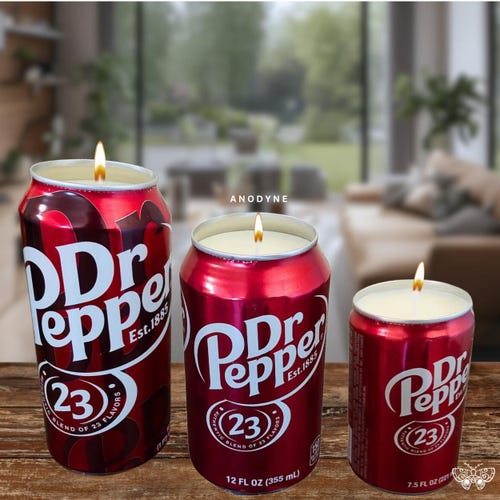 Dr Pepper Soy Candle12 Fl Oz Novelty Candle in Upcycled Root Beer