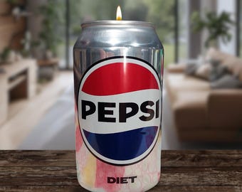 Diet Pepsi Scented Candle | FULL SIZED 12o z Recycled Can| Hand poured 100% Soy Wax Artisan Candle| Fun gifts for them