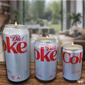 Diet Cola Scented Candle | Full Sized, minis, samples, 16 oz | Recycled Can | Hand poured 100% Soy Wax Artisan Candle | Fun gifts for them