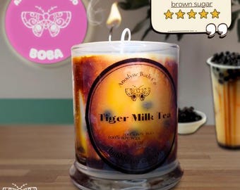 Tiger Milk Boba Candle: Brown Sugar Scented 9oz Soy Wax
