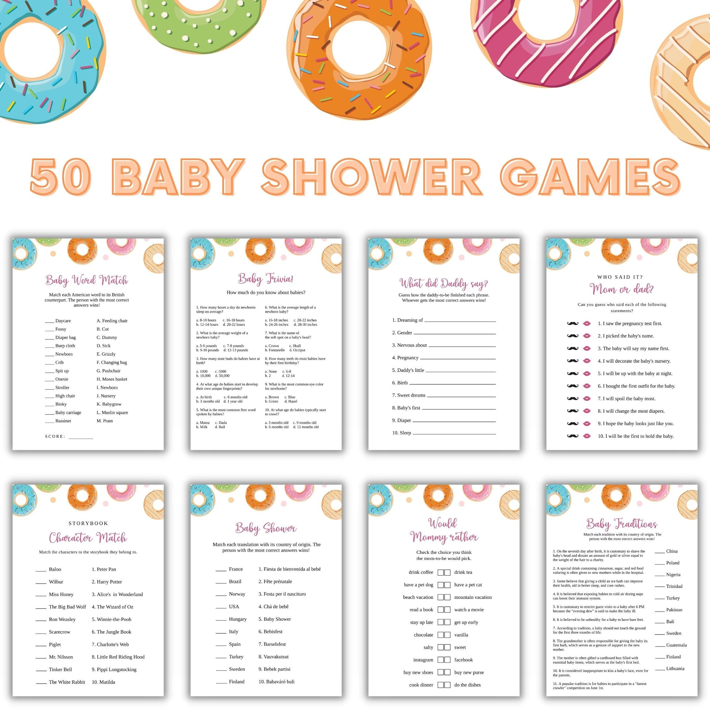 Editable Donuts Baby Shower Games Bundle L Donut Baby Shower - Etsy