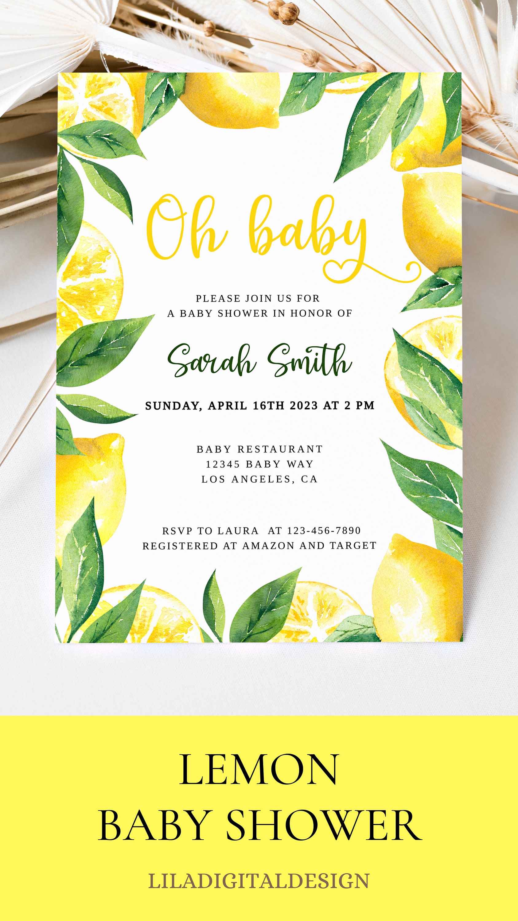 Editable Lemon Baby Shower Invitation Lemon Baby Shower Etsy
