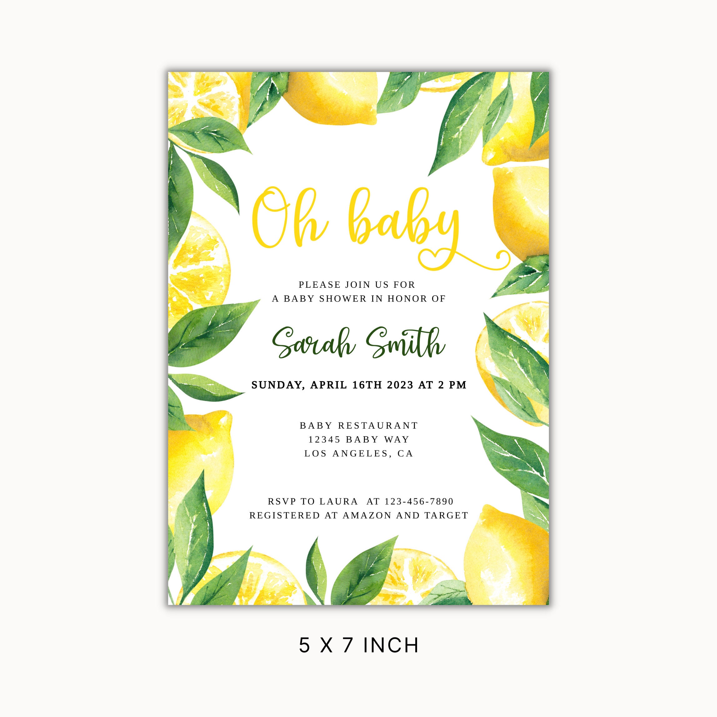 Editable Lemon Baby Shower Invitation Lemon Baby Shower Etsy