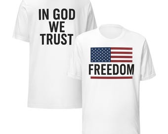 In God We Trust Shirt American Flag Christian Patriotic Tee, USA Faith Gift for Men Women, 4th of July Shirt, Independence Day Outfit