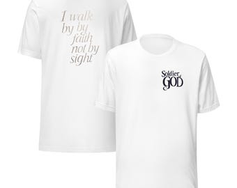 In God We Trust Soldier of God Shirt Christian Patriotic Tee American Flag Gift for Men Women 4th of July Faith Church Outfit