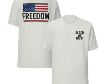 In God We Trust Shirt American Flag Christian Patriotic Tee Gift for Men Women 4th of July Church Outfit Faith Freedom T-Shirt