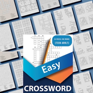 450+ Crossword Puzzle | 45 Printable Puzzle Pages for Kids and Adult | Include Solutions | Digital | Printable Pages | Instant Download PDF