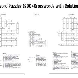 890+ Crosswords (60 Crossword Puzzle with Solutions) VOL 3 | Digital | Printable Pages | Instant Download PDF
