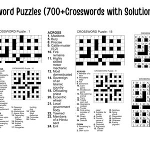 700+ Crosswords (35 Crossword Puzzle with Solutions) VOL  2 | Digital | Printable Pages | Instant Download PDF