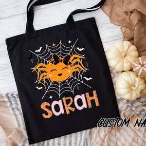 Halloween Tote Bag, Kids Halloween Trick or Treat Tote Bag Personalized Halloween Bag, Cute Trick-or-Treat Bag for Kids, Halloween Candy Bag