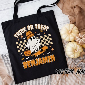 Cute Trick-or-Treat Bag for Kids, Halloween Tote Bag, Kids Halloween Trick or Treat Tote Bag Personalized Halloween Bag, Halloween Candy Bag