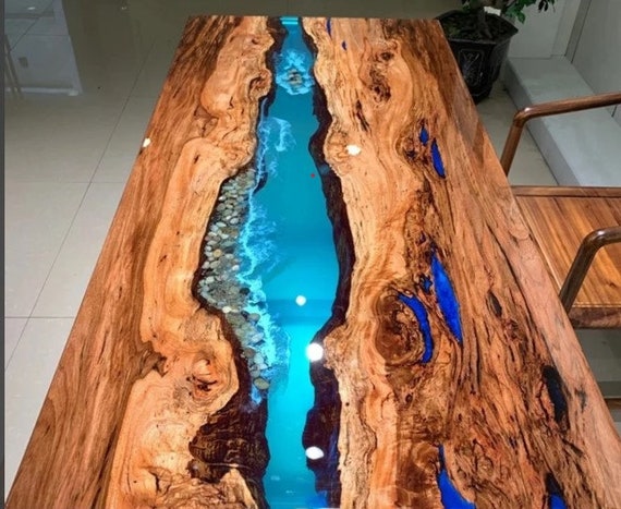 Personalized LARGE EPOXY TABLE, Resin Dining Table For 2 , 4 , 6