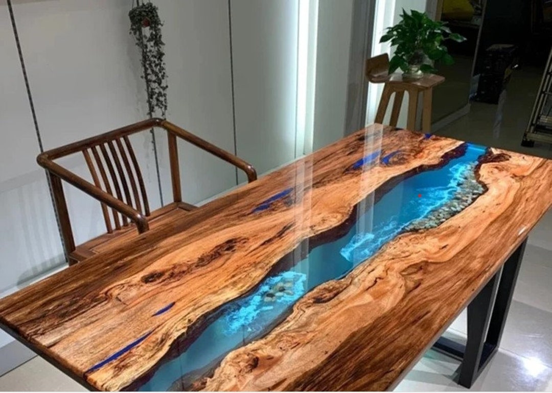 Personalized LARGE EPOXY TABLE, Resin Dining Table for 2 , 4 , 6, 8