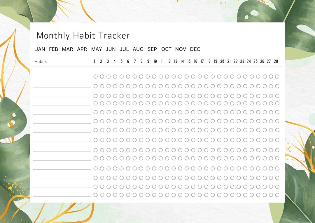 Printable Monthly Habit Tracker Template, Goal Tracker, Routine Tracker ...