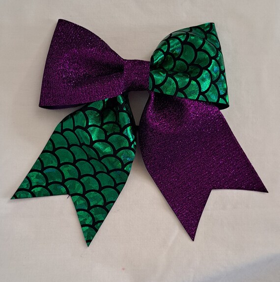 Nœud Cheveux Paillettes Cheerleading Sirène - Personnalisable Avec Un Prénom, Fait Main, Taille Large