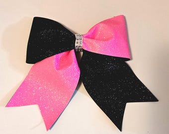 Pink and Black Glitter Hair bow
