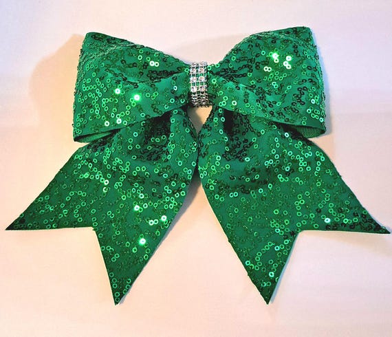 Green and Silver Hair Bow s-l400.jpg main image 2
