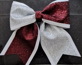 Maroon and Silver Glitter Hairbow