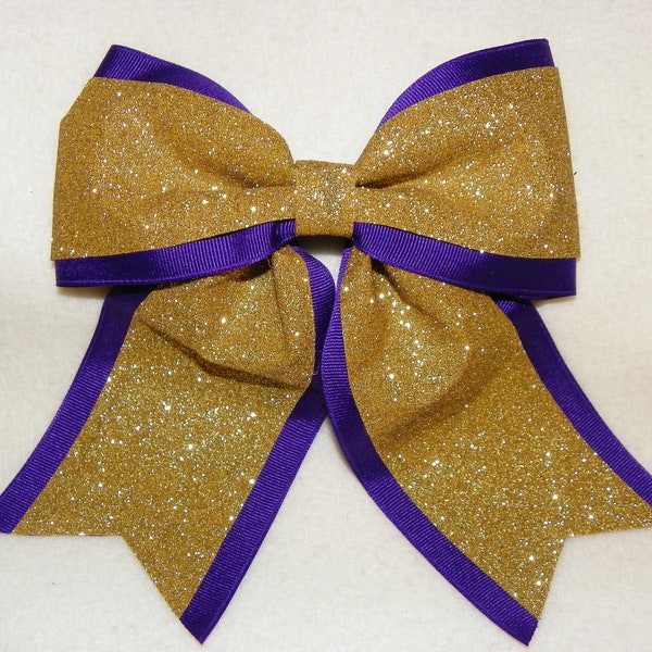 Purple and Gold Glitter Hair bow