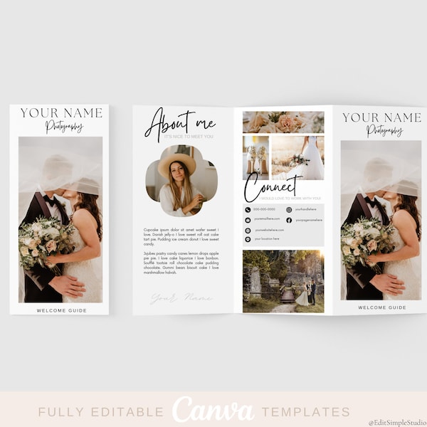 Editable Wedding Photography Brochure Canva| Photography Flyer, Marketing Template, Photography Template, Branding Kit Photography, Canva
