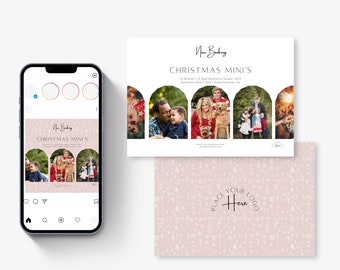 Christmas Mini Session Template Editable Canva |  Marketing Template, Photography Template, Instagram Post Templates, Social Media Marketing