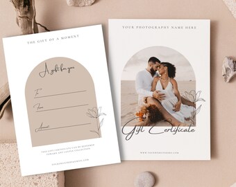 Photography Gift Certificate Template Editable Canva | Gift Card Template, Marketing Template, Photography Template, Photography Voucher