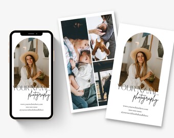 Photography Business Card Template | Vertical Business Card, Digital Business Card, Marketing Small Business, Unique Business Card, Canva