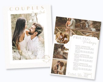 Couples Wedding Photography Pricing Template| Photography Pricing Guide, Wedding Photography, Canva Templates, Price list, Elegant Design