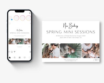 Spring Mini Session Template Editable Canva |  Marketing Template, Photography Template, Instagram Post Templates, Social Media Marketing
