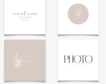 Photography Logo Templates | Logo Design For Photography, Branding Kit Photography, Natural Nude Photography, Modern Photography Logo, Canva