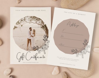 Photography Gift Certificate Template Editable Canva | Gift Card Template, Marketing Template, Photography Template, Photography Voucher