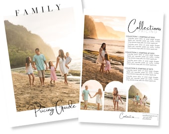 Family Photography Pricing Template| Photography Pricing Guide, Motherhood Photography, Canva Templates, Price list