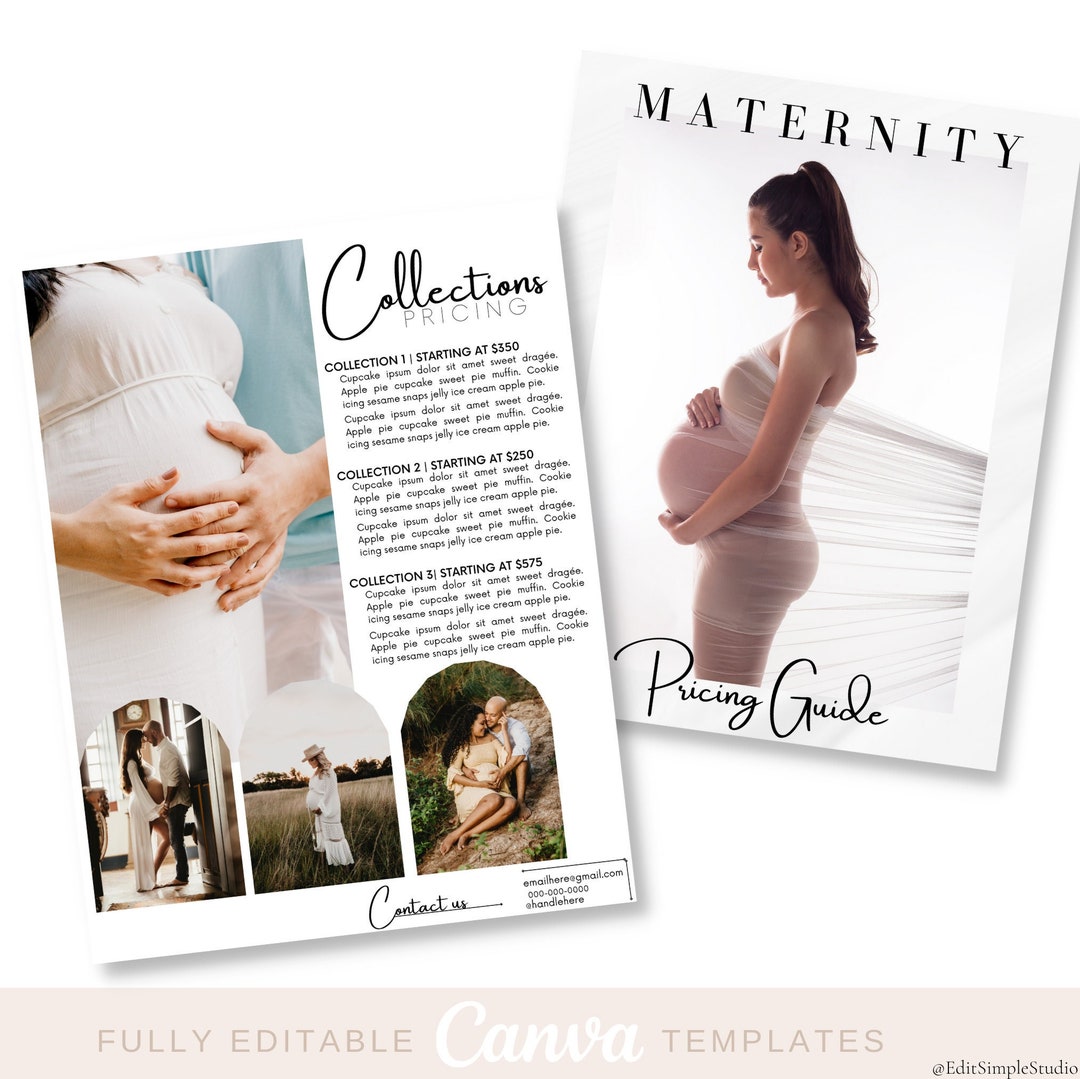 Maternity Pregnancy Photography Pricing Template Photography Pricing Guide, Maternity