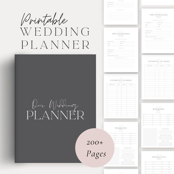 200 Page Wedding Planner Printable, Printable Wedding Planner Pages, Wedding  Plan Bundle, Wedding Planning Book, Wedding Planner, Printable 