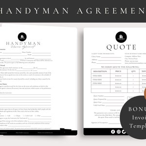 Handyman Contract Template, Handyman Agreement Template, Handyman, Small jobs contract, Contract Template, Handyman Contract,CANVA TEMPLATE