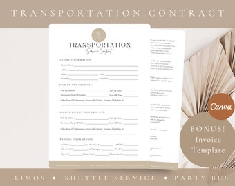 Event Transportation Service Agreement,Transportation Contract,Wedding Transportation Contract,Shuttle Service Contract,CANVA template