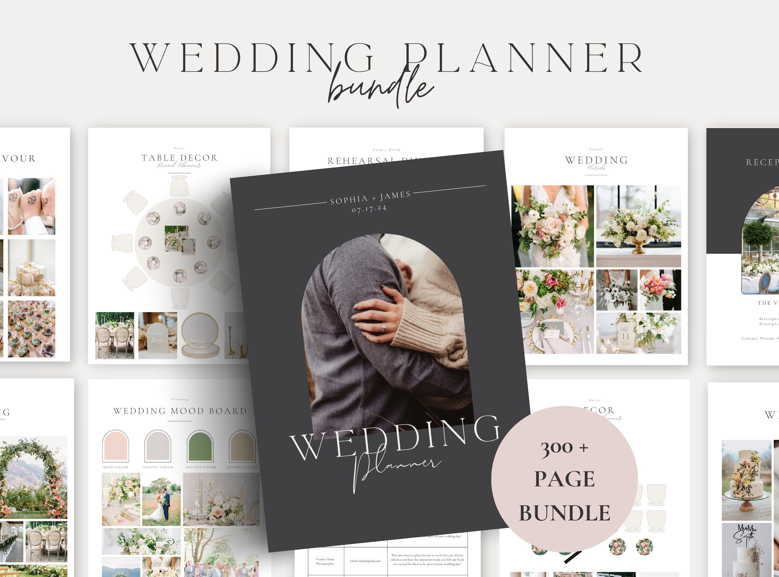 Downloadable Wedding Planner, 100 Pages Canva Editable Interior Templates  Plan Bundle Book