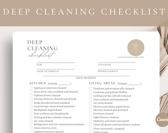 Professional Residential Deep Cleaning Checklist,Editable House Deep Cleaning Template,Deep Cleaning Service Business,Cleaning Service Form