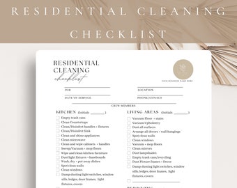 Professional Residential Cleaning Checklist, Editable House Cleaning Template in CANVA, Cleaning Service Business, Cleaning Service Form
