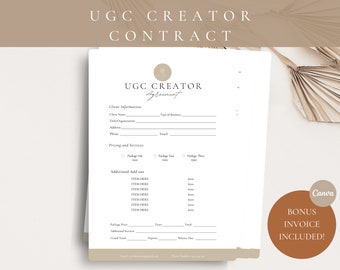 Professional UGC Creator Contract Template, UGC Template, UGC Contract, User Generated Content, Influencer Contract Template, Canva Template