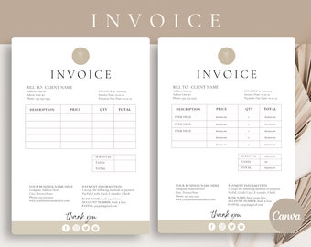 EDITABLE Invoice, Invoice Template, Business invoice, Photography invoice, CANVA invoice template, Invoice template, Invoice Template