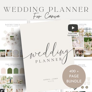 400 Page Canva Wedding Planner Template Bundle, Wedding Planner,Wedding Itinerary,Wedding Planning Book,Wedding Planning Checklist,Binder