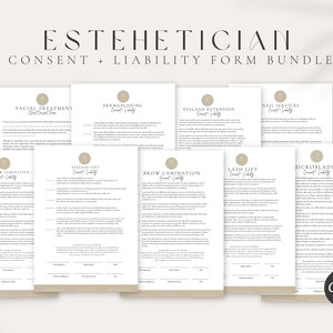 Professional Esthetician Consent Forms, Editable Esthetician Consent Forms, Esthetician Business Forms Bundle,Waxing,Facial,Nails and more!