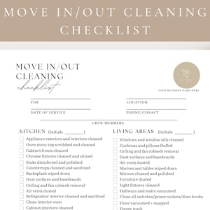 Professional Move In/Out Cleaning Checklist,Editable House Moving Cleaning Template,Cleaning Service Business,Cleaning Service,Real Estate